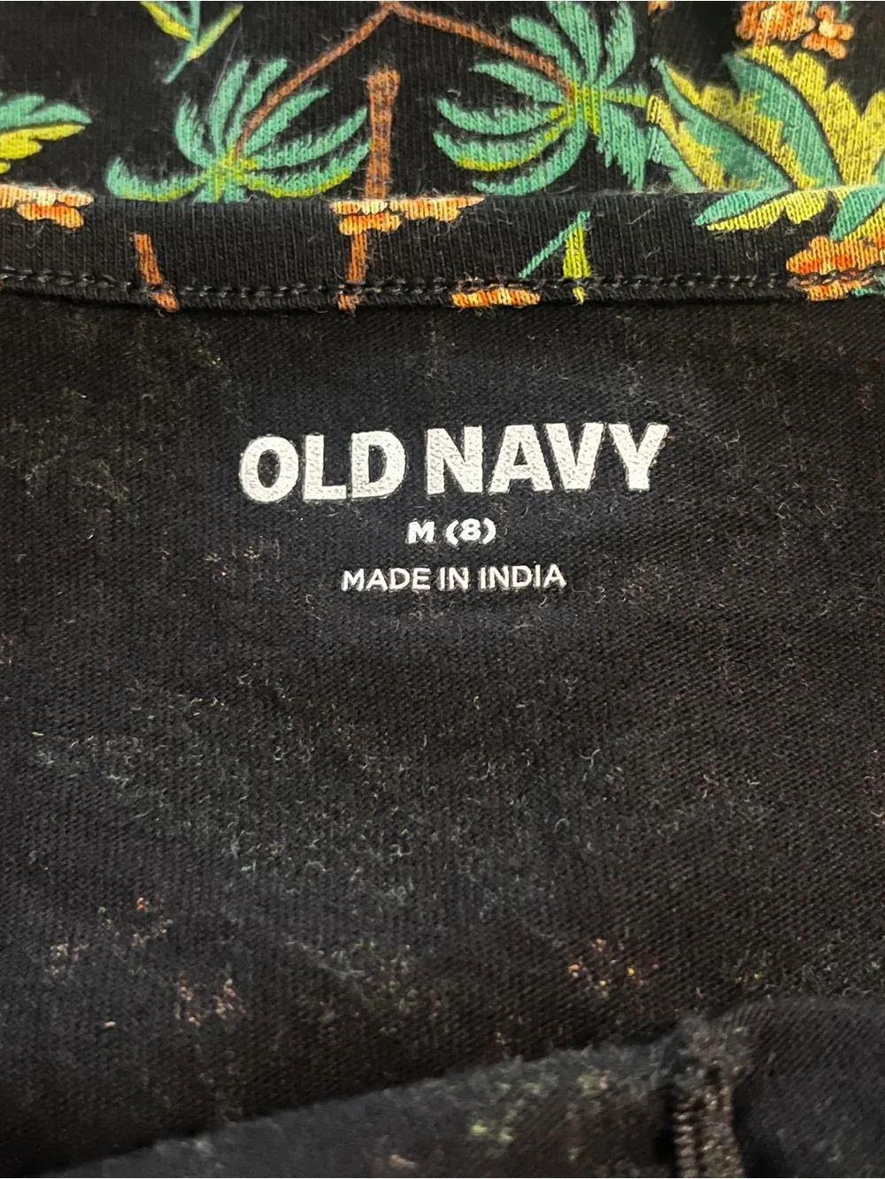 Old Navy Girls Tropical Palm Print Romper Black Green Size 8 pockets
